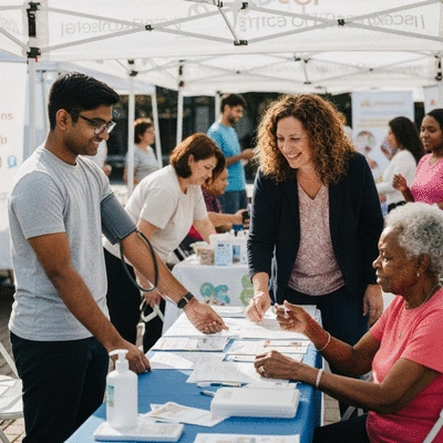 Community members participating in a health fair