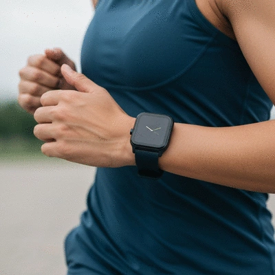 Person using wearable fitness technology to track exercise