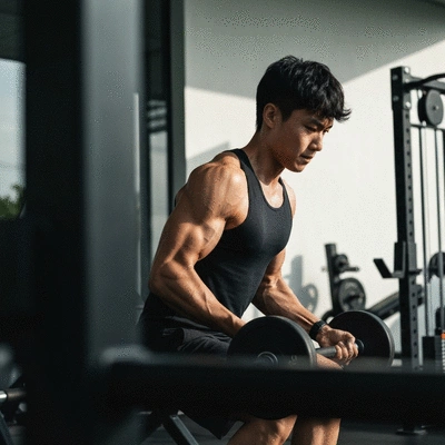 Person exercising with visible muscle activation