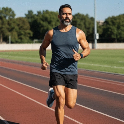 Person running on a track, illustrating cardiorespiratory fitness