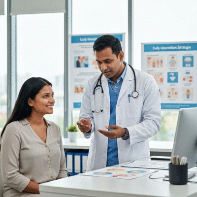 Healthcare professional explaining early intervention to a patient