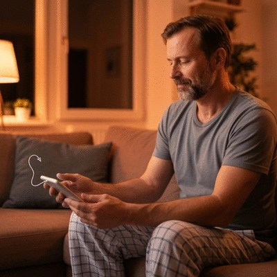 Person using a home health monitoring device